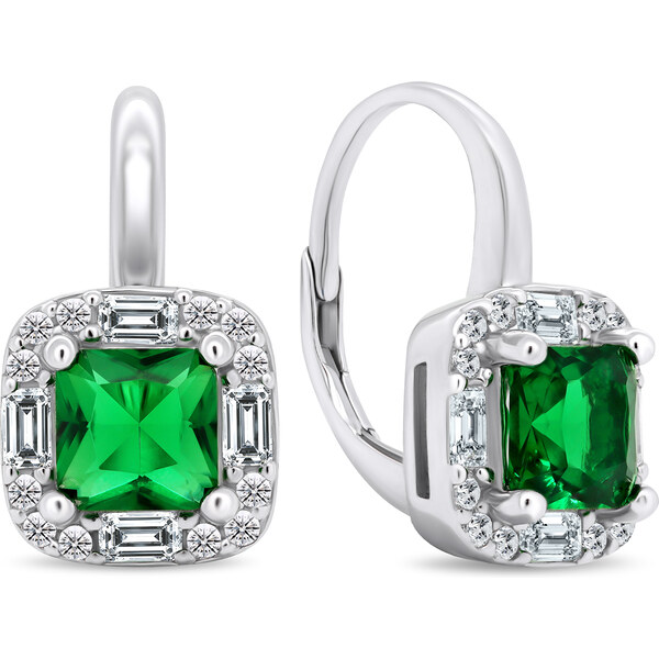 Brilio Silver Zaujímavé strieborné náušnice so smaragdmi EA399WG 66579092
