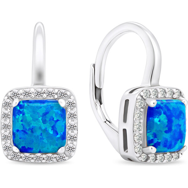 Brilio Silver Elegantné strieborné náušnice so syntetickými opálmi 66631206