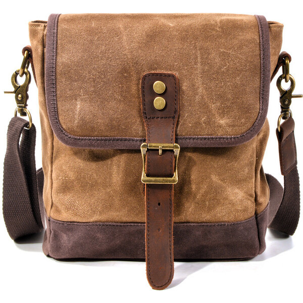 Glara Malá turistická plátená vintage taška s koženými doplnkami 36243126