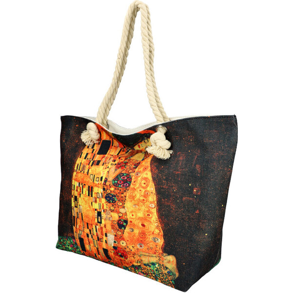 Linea Moda Veľká plážová taška v maľovanom dizajne čierna HB009 34347126