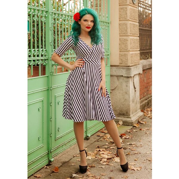 Dolly and Dotty Matilda Čierno-biele pruhované šaty 34347159