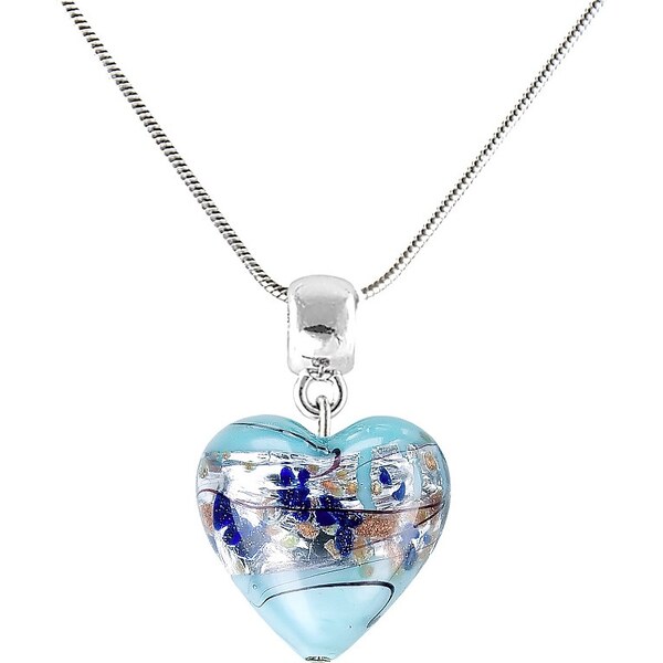 Lampglas Pôvabný náhrdelník Ice Heart s rýdzim striebrom v perle 66594808