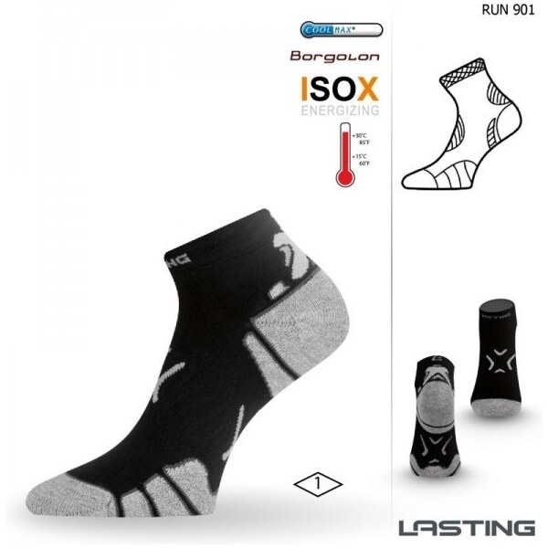 RUN bežecké ponožky Lasting Čierna / Sivá S 1 pár 34766152