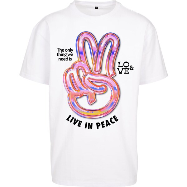 Mister Tee Tričko Live in Peace modrá / orchideová / čierna / biela 34505492