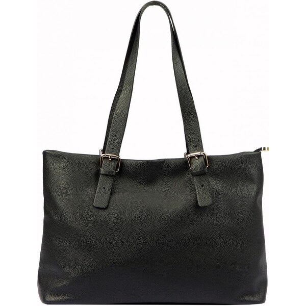 Pierre Cardin Kožená veľká dámska kabelka cez rameno čierna 34384124