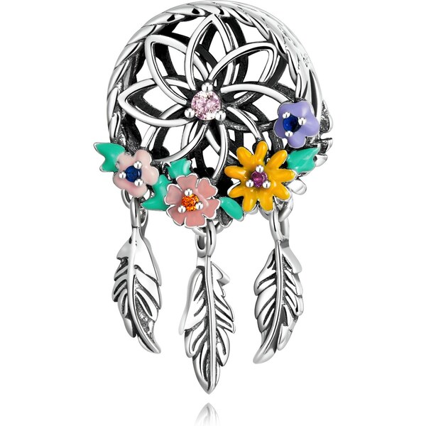 Royal Fashion strieborný prívesok Kvetovaný lapač snov 55383694