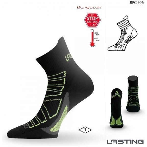 RPC bežecké ponožky Lasting Čierna / Zelená XL 1 pár 36710698