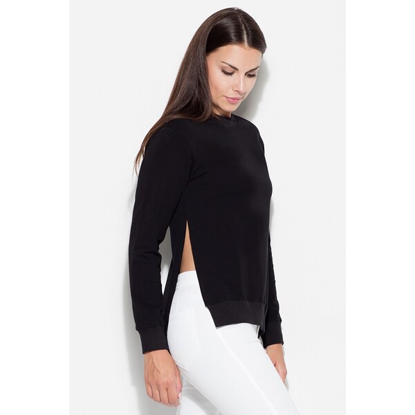 KATRUS Čierna mikina s rozpárkom K347 Black 5697156