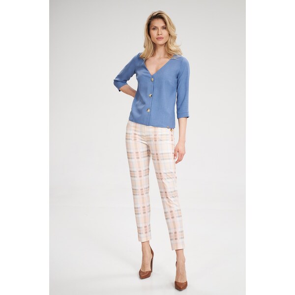 FIGL Kárované elegantné nohavice M696 Pattern 111 16141013