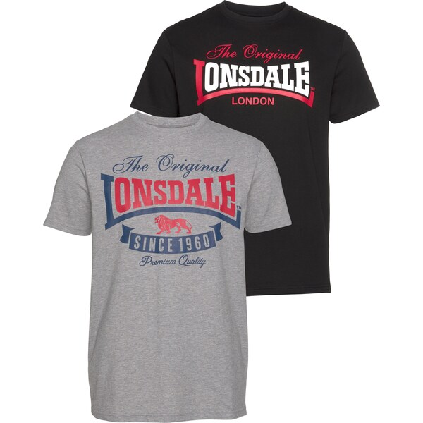 LONSDALE Tričko Gearach modrá / sivá melírovaná / červená / čierna 60867176
