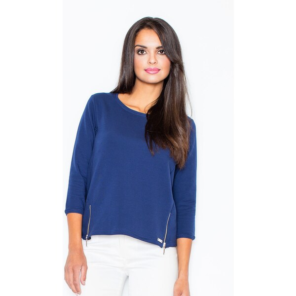 FIGL Mikina s dekoratívnymi zipsami M339 Navy 5697183