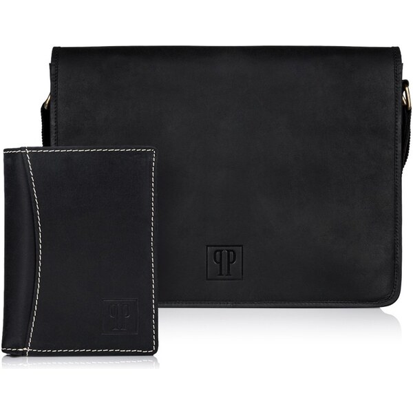 Paolo Peruzzi Pánska súprava taška+peňaženka | čierna ZUP-29-BL 34444118