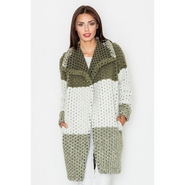 FIGL Pletený olivový kardigan M507 Olive green 5802900