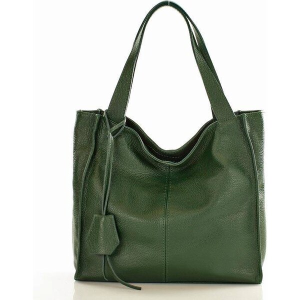GENUINE LEATHER MAZZINI Kožená shopper kabelka Portofino Max | zelená 34505921