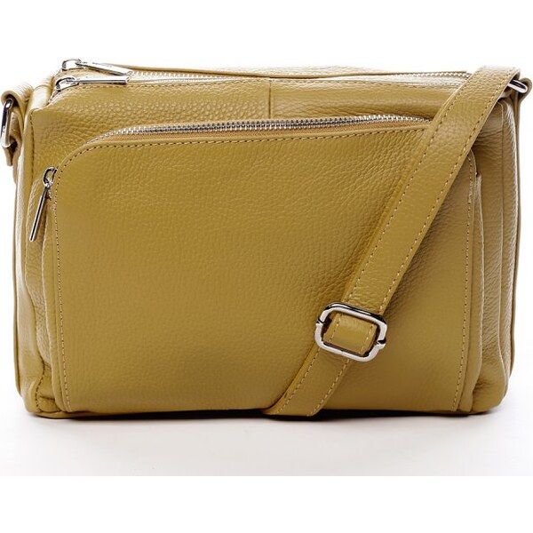 Delami Vera Pelle Dámska kožená crossbody kabelka tmavožltá - ItalY 22402045
