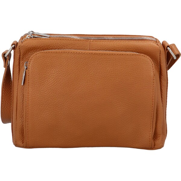 Delami Vera Pelle Dámska kožená crossbody kabelka svetlo hnedá - ItalY 27927276