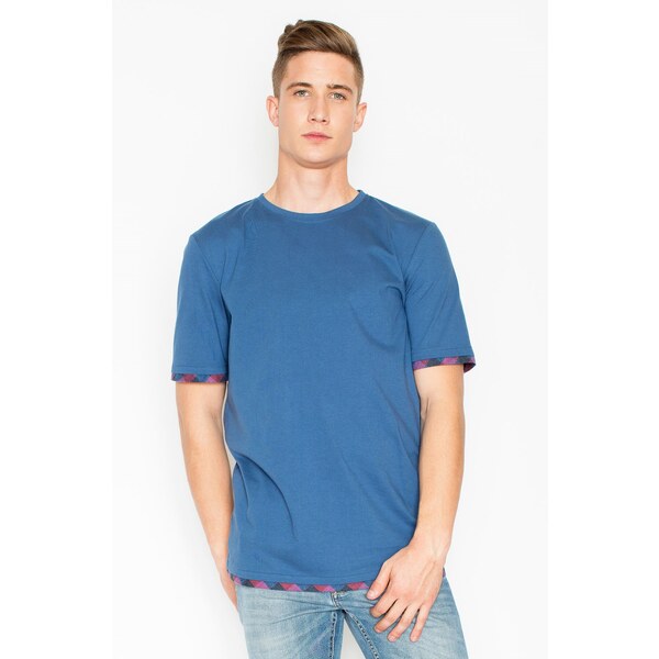 VISENT Modré bavlnené tričko s farebnými prvkami V032 Blue 5792887