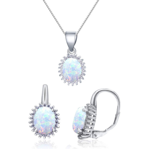 Olivie Strieborná sada SNEHOBIELY OPÁL 7013 34910750