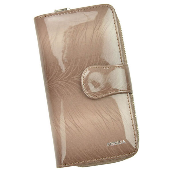 Patrizia FF116-2 béžová lakovaná kožená peňaženka na karty 34543280
