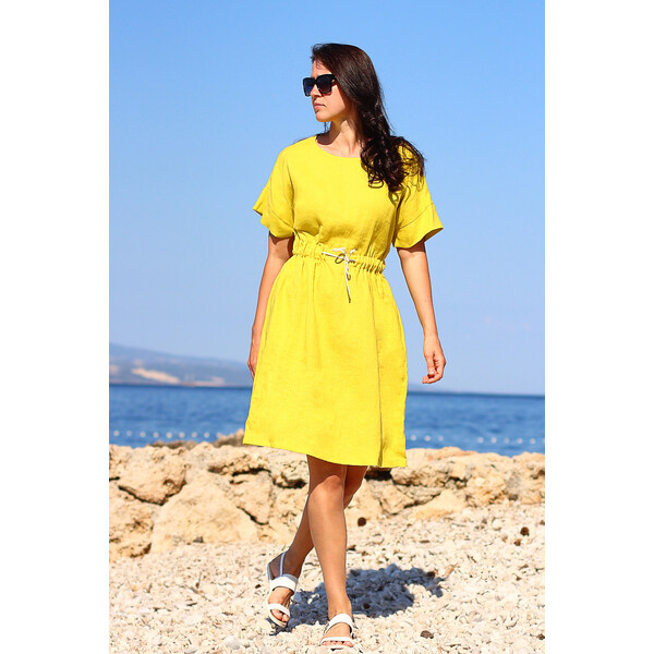 Lotika autorské letné šaty 100% lan česká výroba 58151341