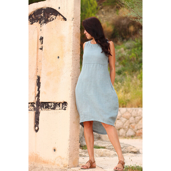 Lanové letné balónové šaty Lotika 100% lan 43293393