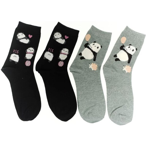 AURA.VIA Dámske čierne-sivé ponožky MACHISA 2páry 34567495