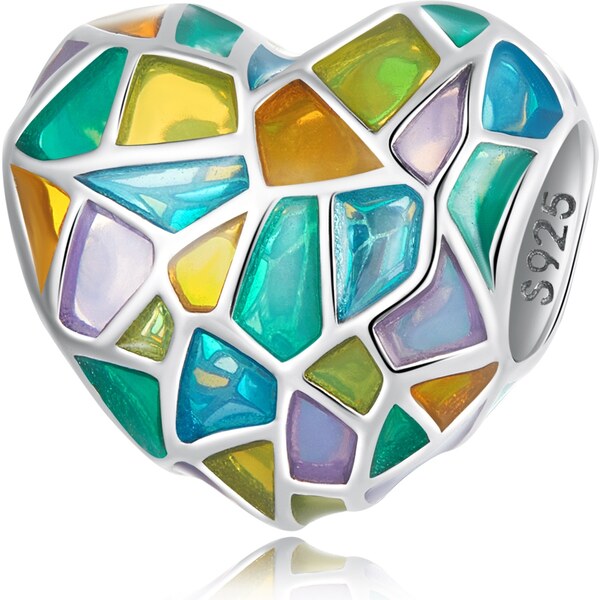 Royal Fashion strieborný prívesok Farebné srdce 56316489