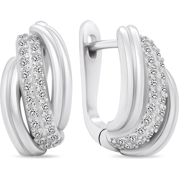 Brilio Silver Elegantné strieborné náušnice so zirkónmi EA551W 66583220