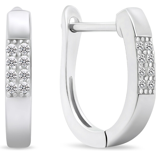 Brilio Silver Elegantné strieborné náušnice kruhy so zirkónmi EA563W 66580353