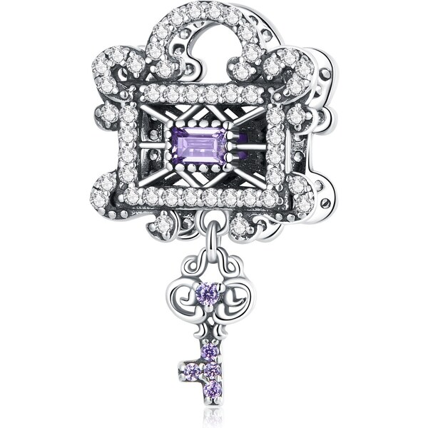 Royal Fashion strieborný prívesok Zámok a kľúč 54282971