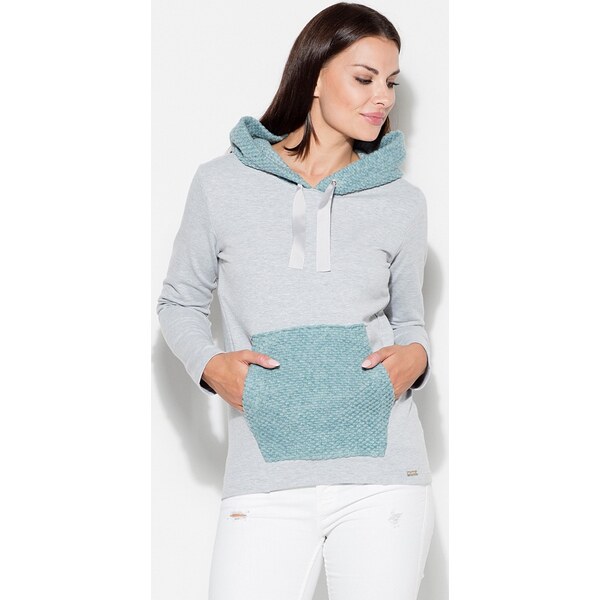 KATRUS Vlnená šedá mikina s modrými prvkami K414 Blue 65151881