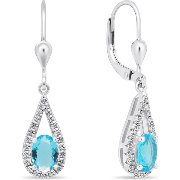 Brilio Silver Pôvabné strieborné náušnice so svetlo modrými zirkónmi 66583523