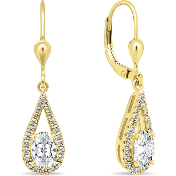 Brilio Silver Nádherné pozlátené náušnice s čírymi zirkónmi EA446Y 66592617