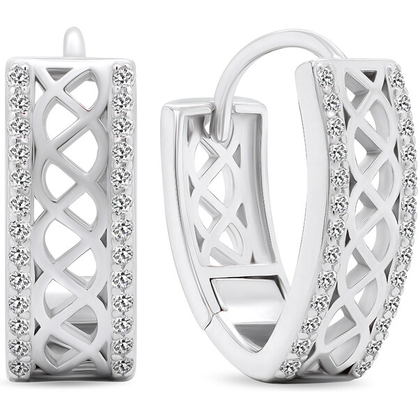 Brilio Silver Slušivé strieborné náušnice so zirkónmi EA482W 66591764