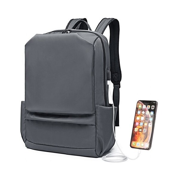 KONO Ruksak - vodeodolný s usb nabíjacím portom šedý 34589015