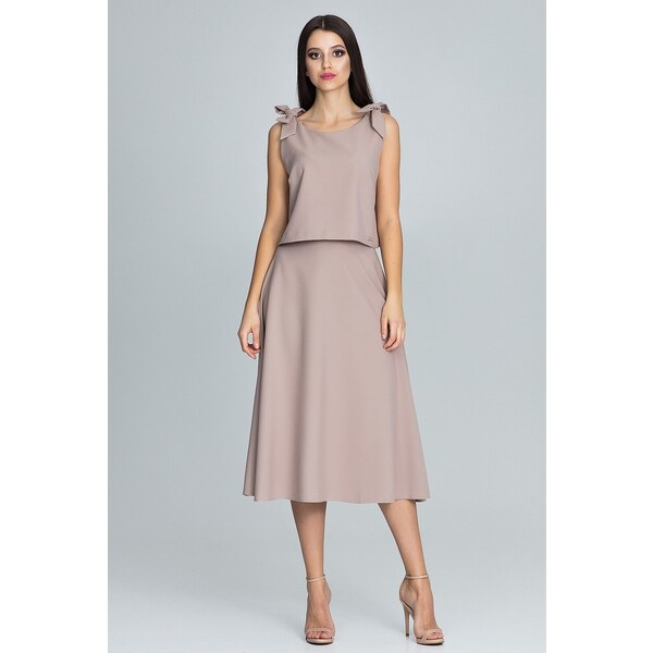 FIGL Béžový Set elegantnej sukne a top M578 Beige 5881110