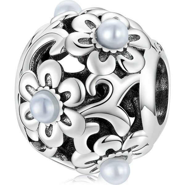 Royal Fashion strieborný prívesok Perlové kvety 55264807