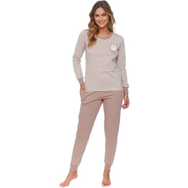 DN Nightwear Dámske pyžamo Bear hnedé s pruhmi 34712861