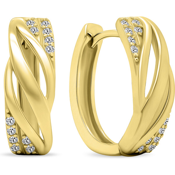 Brilio Silver Nadčasové pozlátené kruhy so zirkónmi EA452Y 66580925