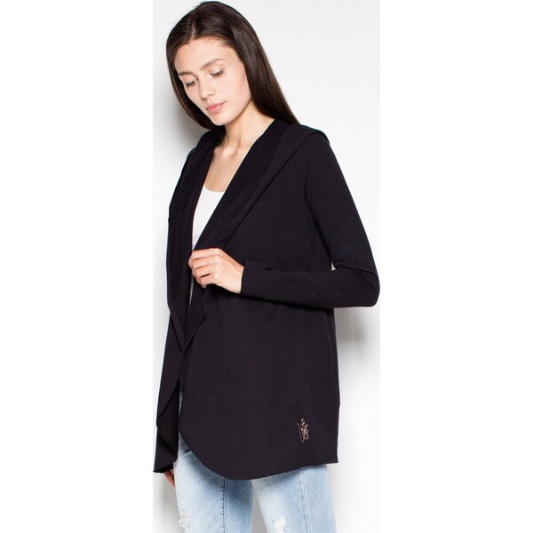 VENATON Čierny kardigan s kapucňou VT037 Black 5778699