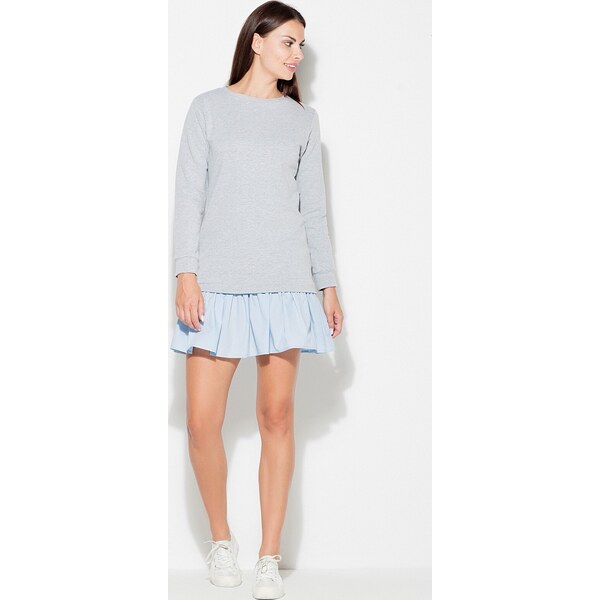 KATRUS Dámske šaty s bavlneným topom K451 Grey 25838048