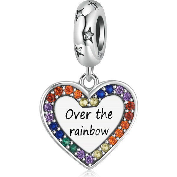 Royal Fashion strieborný prívesok Dúhové srdce 55434729