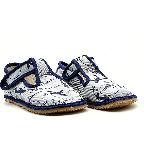 Barefoot papučky BEDA ŠEDÉ LIETADLÁ BF 060010/W 46771524