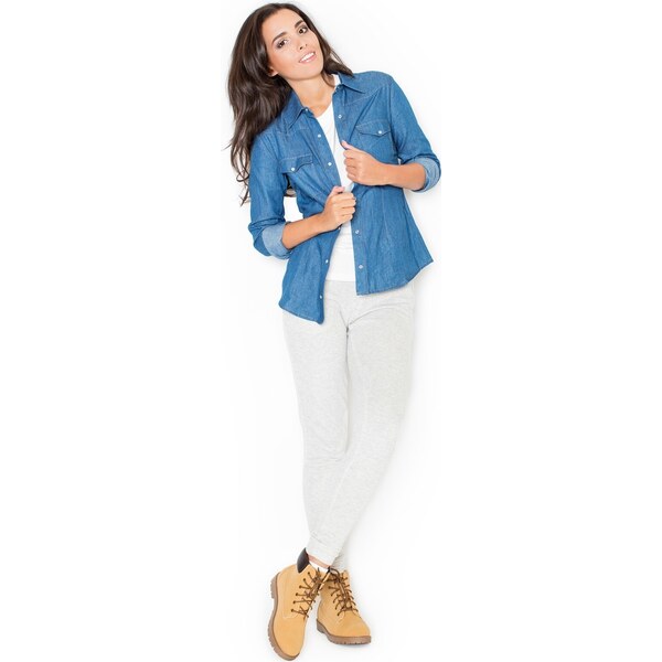 KATRUS Priliehavé tepláky K225 Light grey 5733461