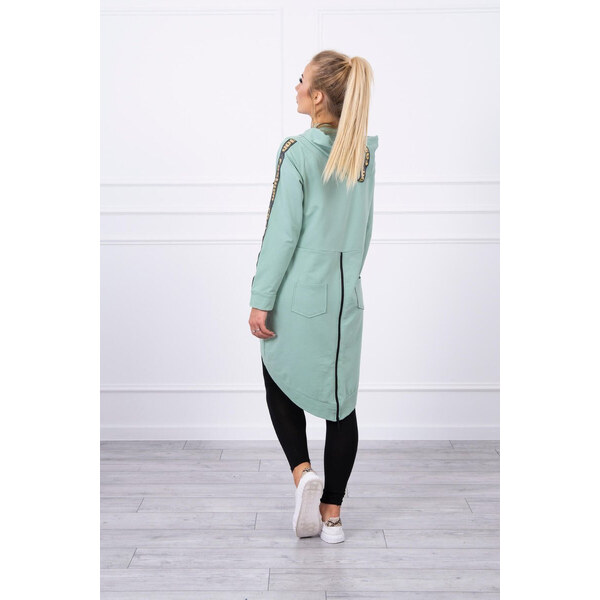 K-Fashion Mikina so zipsom na chrbte tmavo mätová 44559458