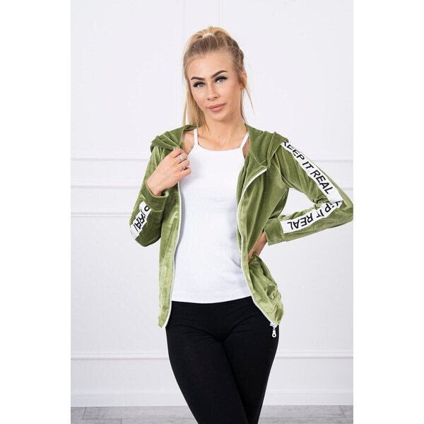 K-Fashion Velúrová mikina s kapucňou zelená 44559466