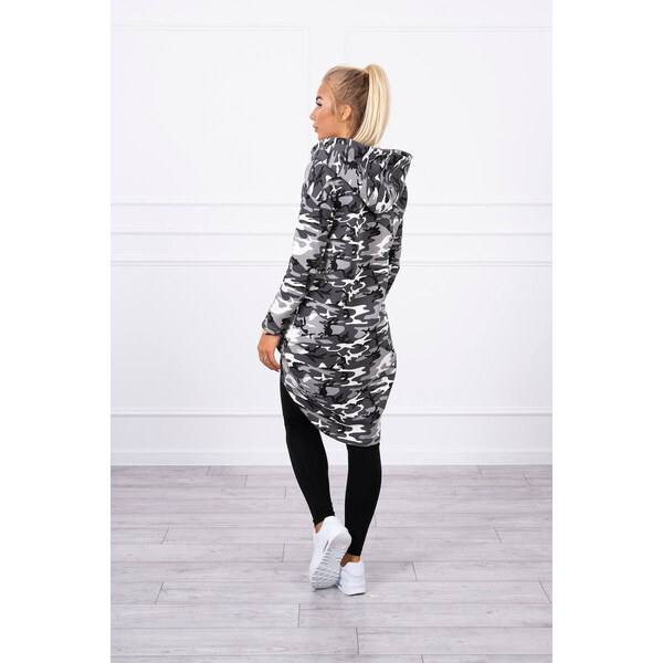 K-Fashion Mikina s dlhým chrbtom moro grey+black 44559525