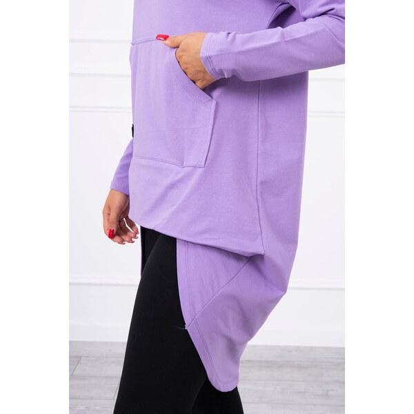 K-Fashion Mikina s dlhým chrbtom a kapucňou tmavo fialová 44559532