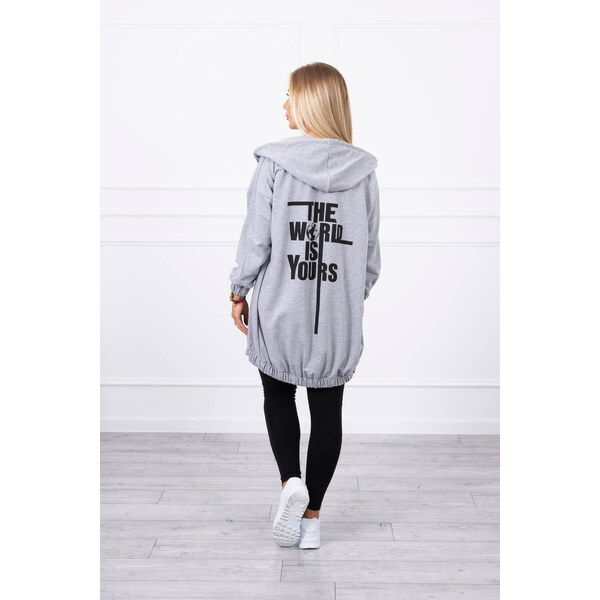 K-Fashion Mikina s potlačou The world is yours šedá 44559534