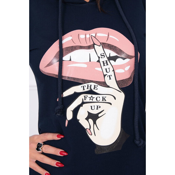 K-Fashion Šaty s dlhším chrbtom a farebnou potlačou v tmavo modrej 49758373